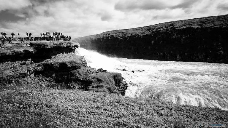 Gullfoss popular waterfalls found in the Hvítá river canyon in Southwest Iceland