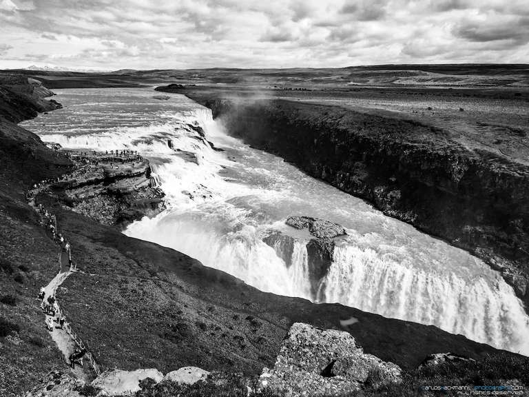 Gullfoss popular waterfalls found in the Hvítá river canyon in Southwest Iceland