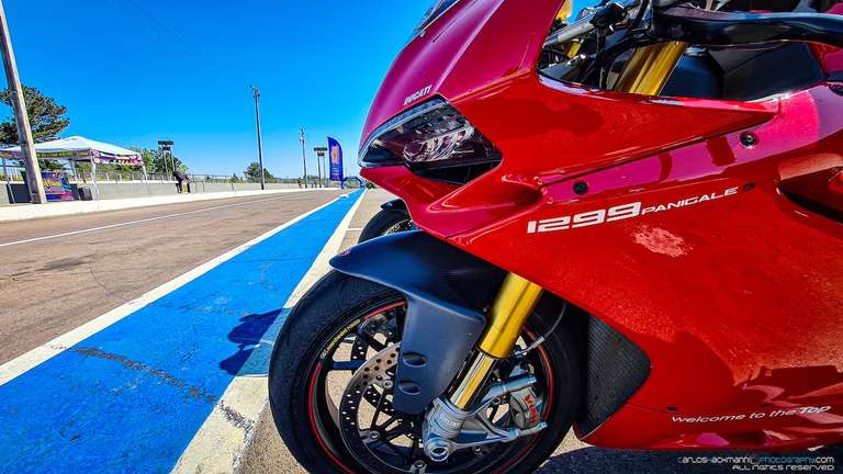 Motorcycle Ducati Panigale 1299 in a race track pitlane